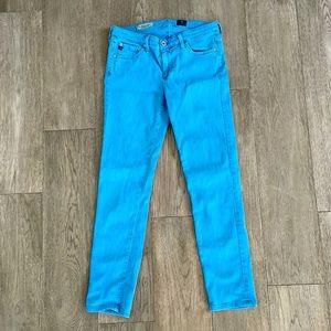 AG Stevie Ankle Slim Straight Leg Denim Turquoise
